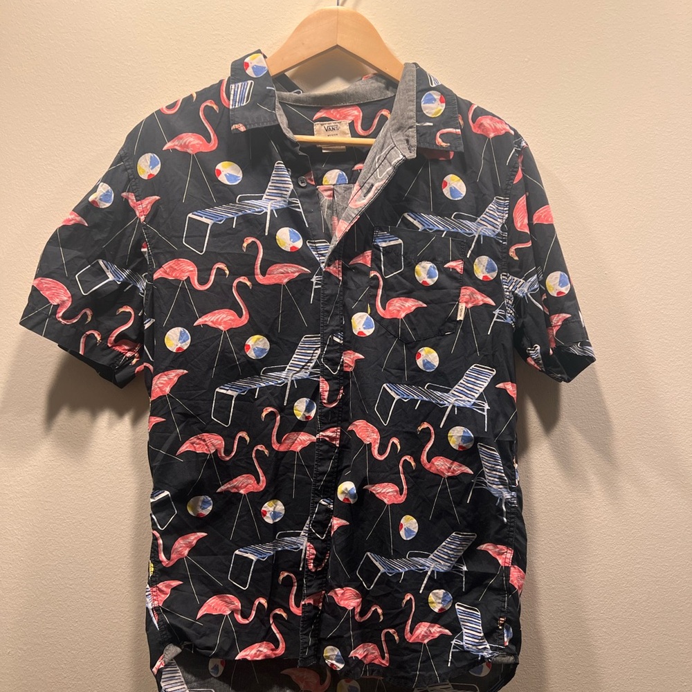 Vans Flamingo Print Black Shirt